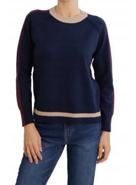 Maglione girocollo con dettagli in diversi colori 
